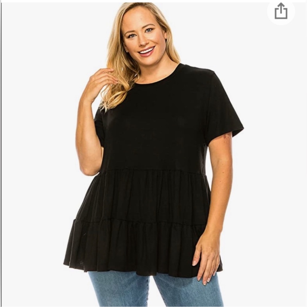 NWT Women’s Round Neck, Loose Ruffle Hem, Babydoll Peplum Top 14-16